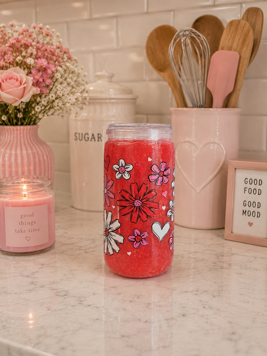 Red Slushy with Flowers