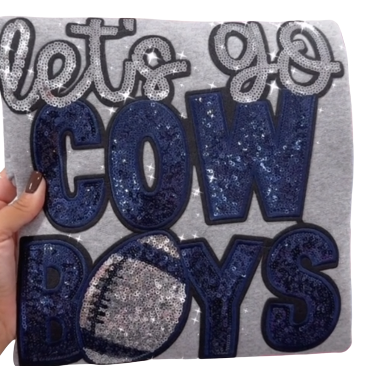 Lets go cowboys sequin patch