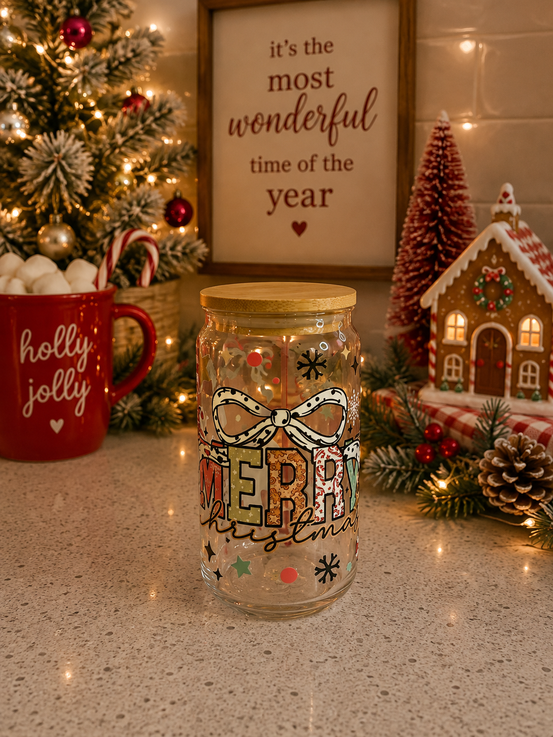 Merry Christmas Glass