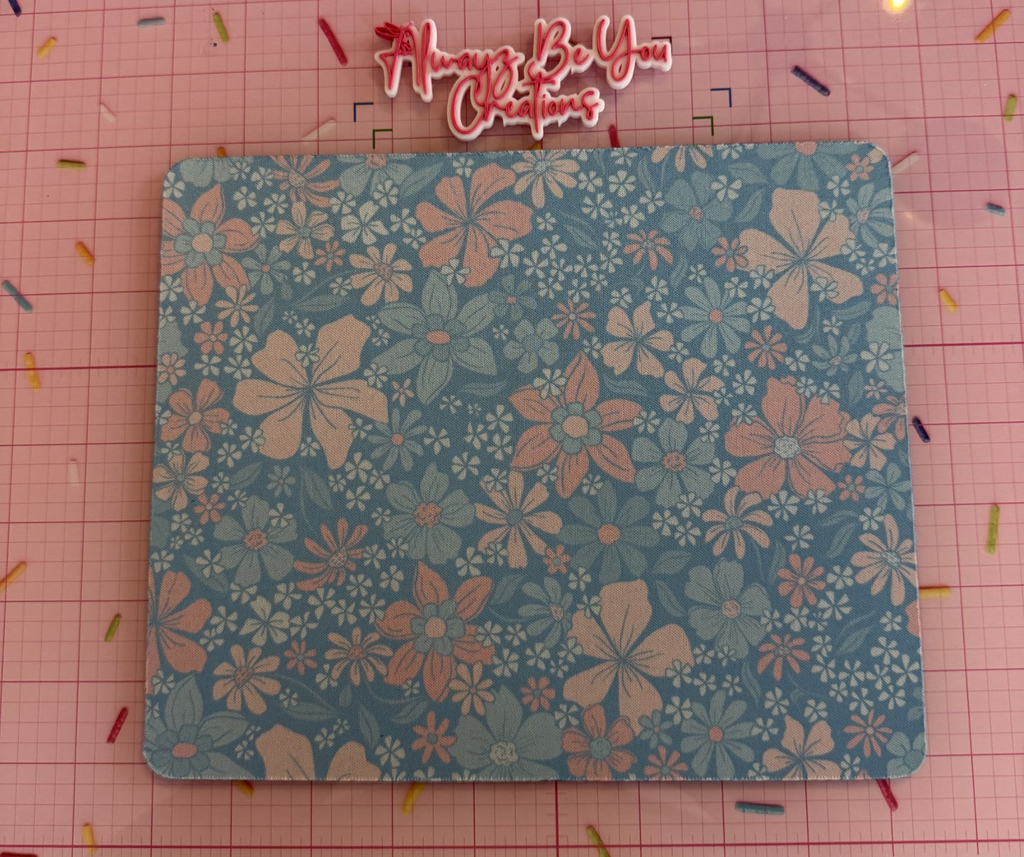Blue and pink flowers